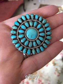 Sterling Turquoise NAVAJO BROOCH PIN PENDANT LMB Larry Moses Begay Vintage