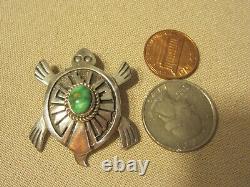 Sterling Turtle Pin/pendant, Carico Lake Turquoise, Navajo, Ervin Hoskie Chee