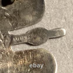 Sterling silver Thunderbird pendant/brooch with turquoise and red stone inlay