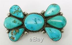 Sterling silver ladies large 2.25 TURQUOISE pin brooch artisan made