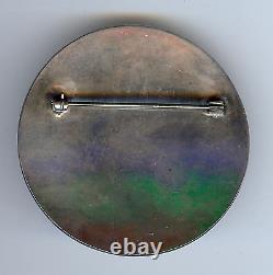 Striking Vintage Hopi Indian Native American Round Silver Thunderbird Pin Brooch