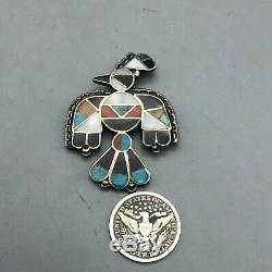 Stunning! A Vintage Zuni Inlay Thunderbird Pin or Brooch