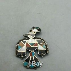 Stunning! A Vintage Zuni Inlay Thunderbird Pin or Brooch