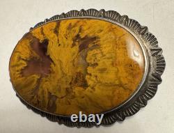 Stunning Estate Large VTG Native American Sterling Prettified Wood Pin