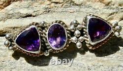 Stunning Navajo Emerson Thompson Sterling 12k Gf Amethyst Southwest Vint. Brooch