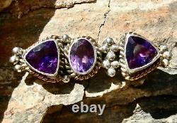 Stunning Navajo Emerson Thompson Sterling 12k Gf Amethyst Southwest Vint. Brooch