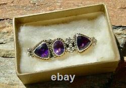 Stunning Navajo Emerson Thompson Sterling 12k Gf Amethyst Southwest Vint. Brooch