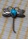 Stunning Old Navajo Sterling Silver & Turquoise Dragonfly Brooch Pin Vintage 1.5