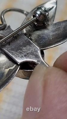 Stunning Old Navajo Sterling Silver & Turquoise Dragonfly Brooch Pin Vintage 1.5