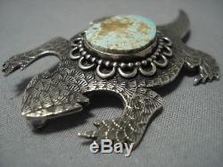 Stunning Vintage Navajo Toad Sterling Silver Pin Pendant Old Pawn
