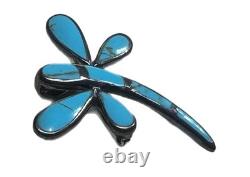 Stunning Vintage Old Navajo Sterling Silver & Turquoise Dragonfly Brooch Pin