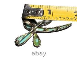 Stunning Vintage Old Navajo Sterling Silver & Turquoise Dragonfly Brooch Pin