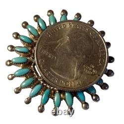 Sunrays Of Sleeping Beuty Turquoise Amy Peynetsa ZUNI SterlingSilver PinPENDANT