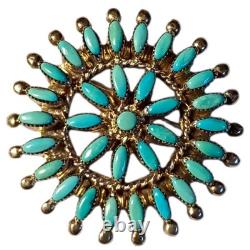 Sunrays Of Sleeping Beuty Turquoise Amy Peynetsa ZUNI SterlingSilver PinPENDANT