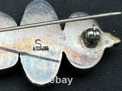 Sylvia Chee Native American Sterling Silver, Turquoise & Lapis Brooch / Pin