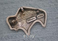 T Singer Silver. 925 Buffalo Bison Pin Brooch Pendant FREE SHIPPING