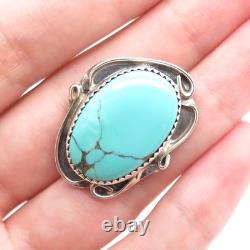TOM TAYLOR NAVAJO Old Pawn Sterling Silver Vintage Turquoise Tribal Pin Brooch