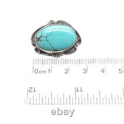 TOM TAYLOR NAVAJO Old Pawn Sterling Silver Vintage Turquoise Tribal Pin Brooch