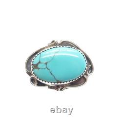 TOM TAYLOR NAVAJO Old Pawn Sterling Silver Vintage Turquoise Tribal Pin Brooch