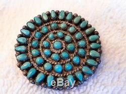 TURQUOISE AND Sterling SILVER ZUNI/ Navajo CLUSTER PIN PENDANT Amazing! Nice