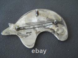 Tèmè Native American Natural Turquoise Inlay Bear Ster Silver Pendant Pin Brooch