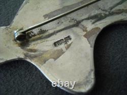 Tèmè Native American Natural Turquoise Inlay Bear Ster Silver Pendant Pin Brooch