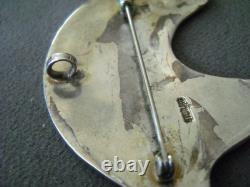 Tèmè Native American Natural Turquoise Inlay Bear Ster Silver Pendant Pin Brooch