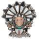 The Best 40's-50's Zuni Indian Chief Silver Channel Inlay Pendant/pin