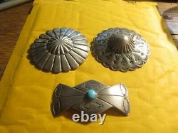 Three Navajo Large Sterling Old Pawn Pins