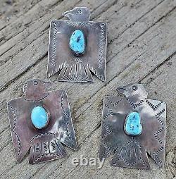 Thunderbird Pin Blue Turquoise NAVAJO Sterling Fred Begay Southwest Fred Harvey