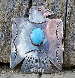 Thunderbird Pin Blue Turquoise NAVAJO Sterling Fred Begay Southwest Fred Harvey