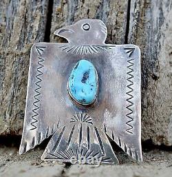 Thunderbird Pin Blue Turquoise NAVAJO Sterling Fred Begay Southwest Fred Harvey