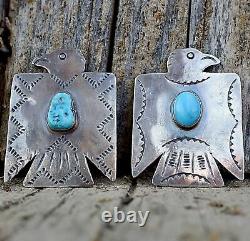 Thunderbird Pin Blue Turquoise NAVAJO Sterling Fred Begay Southwest Fred Harvey