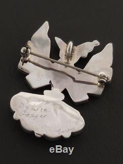 Thunderbird Pin Pendant Sterling Silver Zuni Inlay by Delwin Gasper