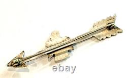 Thunderbird Turquoise Fred Harvey Era Sterling Silver Good Luck 2.5 Pin Brooch