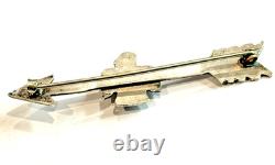 Thunderbird Turquoise Fred Harvey Era Sterling Silver Good Luck 2.5 Pin Brooch