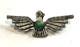 Thunderbird Turquoise Green Fred Harvey Era 925 Sterling Silver Brooch Vintage