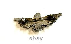 Thunderbird Turquoise Green Fred Harvey Era 925 Sterling Silver Brooch Vintage