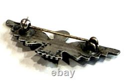 Thunderbird Turquoise Green Fred Harvey Era 925 Sterling Silver Brooch Vintage