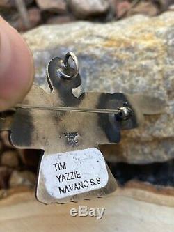 Tim Yazzie Navajo Turquoise And Sterling Silver Thunderbird Pendant/Pin Signed