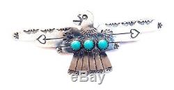 Tim Yazzie Navajo Turquoise And Sterling Silver Thunderbird Pendant/Pin Signed