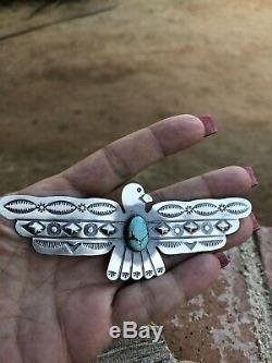 Tim Yazzie Navajo Turquoise And Sterling Silver Thunderbird Pin