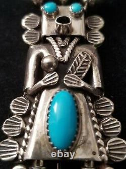 Toby Henderson Kachina Sterling Silver Turquoise Pin Brooch Pendant 17.6 Grams