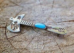 Tomahawk Pin Bell Trading Post Thunderbird Sterling Silver Turquoise Route 66