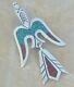 Tommy Singer Navajo Sterling Silver Turquoise Coral Inlay Peyote Bird Brooch Pin