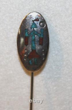 Tommy Singer Navajo Sterling Silver Turquoise Yei Yeibichai Stick Lapel Pin