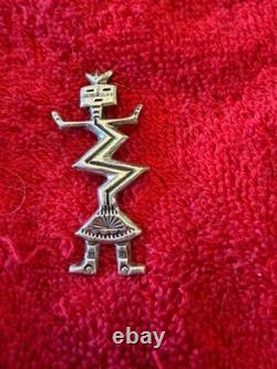 Troy Lamer Vtg Navajo'Yei' Sterling Native American Jewelry Silver Pin