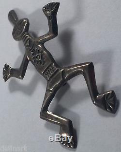 Troy Laner Vintage Navajo Indian Dancing Kachina Sterling Silver Pin Brooch