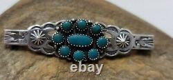 Turquoise Cluster Oval Round Thunderbird Eagle Pin Brooch Native American Navajo