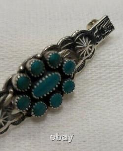 Turquoise Cluster Oval Round Thunderbird Eagle Pin Brooch Native American Navajo